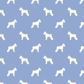schnauzer silhouette fabric dogs fabric - cerulean