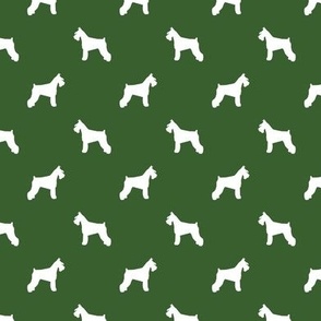 schnauzer silhouette fabric dogs fabric - garden green