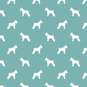schnauzer silhouette fabric dogs fabric - gulf blue