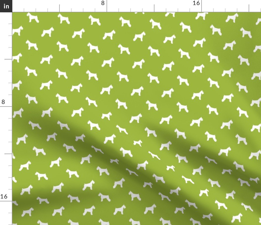 schnauzer silhouette fabric dogs fabric - lime green