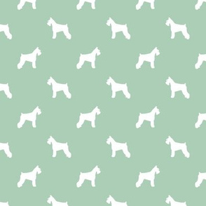 schnauzer silhouette fabric dogs fabric - mint green
