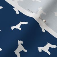 schnauzer silhouette fabric dogs fabric - navy