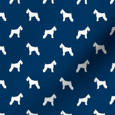 schnauzer silhouette fabric dogs fabric - navy