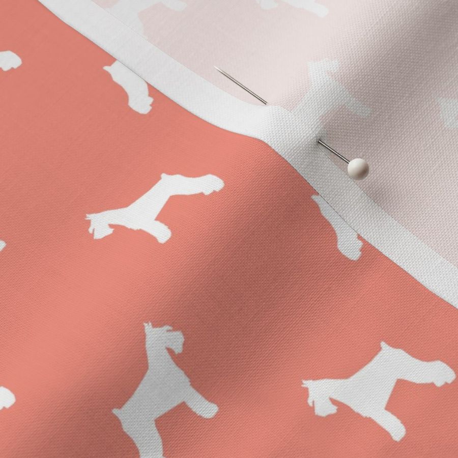 schnauzer silhouette fabric dogs fabric - peach