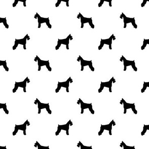 schnauzer silhouette fabric dogs fabric - white