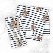 7" Blue Stripes Boho Floral Anchor