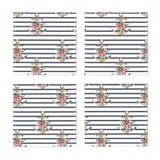 7" Blue Stripes Boho Floral Anchor