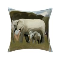 Mama and Baby Elephant Pillow Design