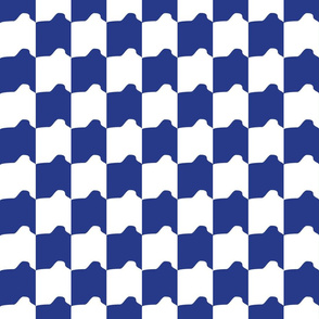 Blue and White Rounded Check