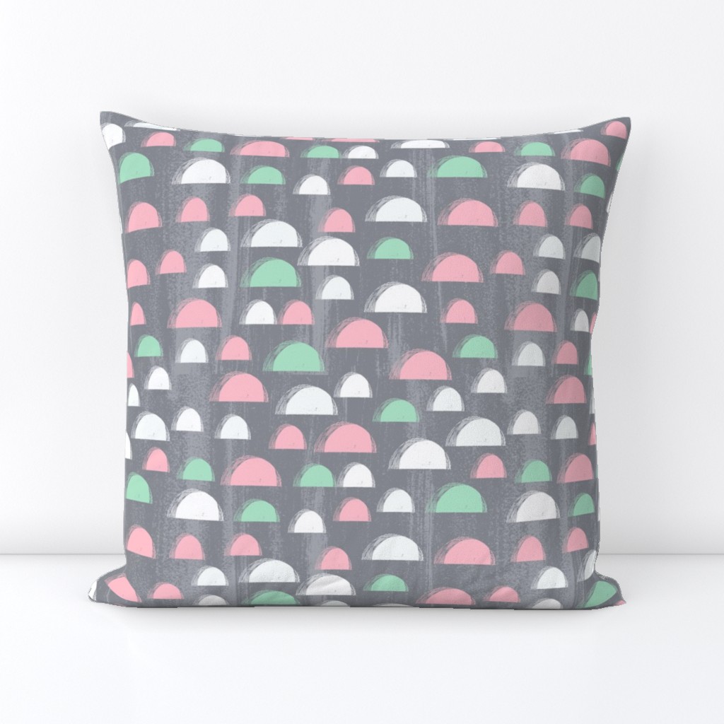 scallops // pink mint and grey scallop nursery baby abstract fabric cute design