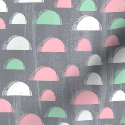 scallops // pink mint and grey scallop nursery baby abstract fabric cute design