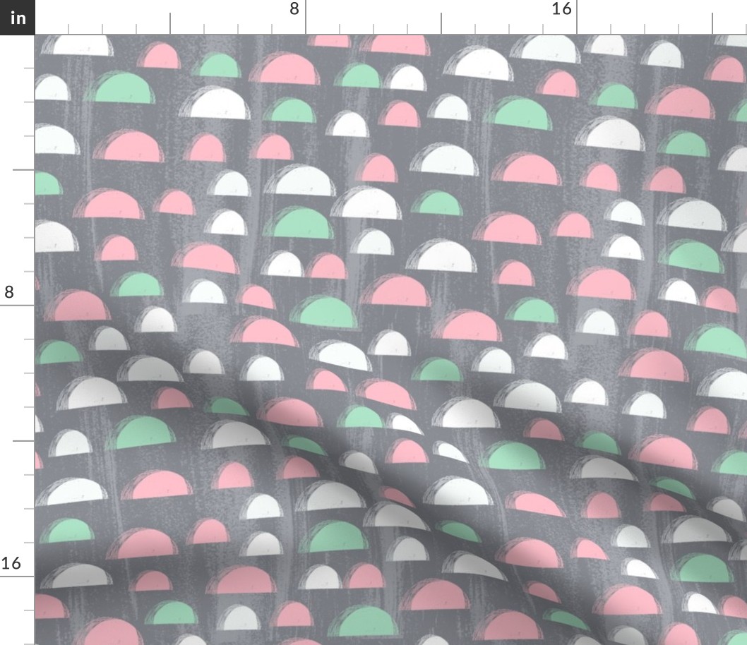 scallops // pink mint and grey scallop nursery baby abstract fabric cute design