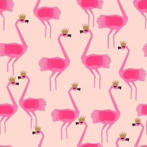 flamingo princess // blush summer tropical birds fabric tropical crown fabric flamingos