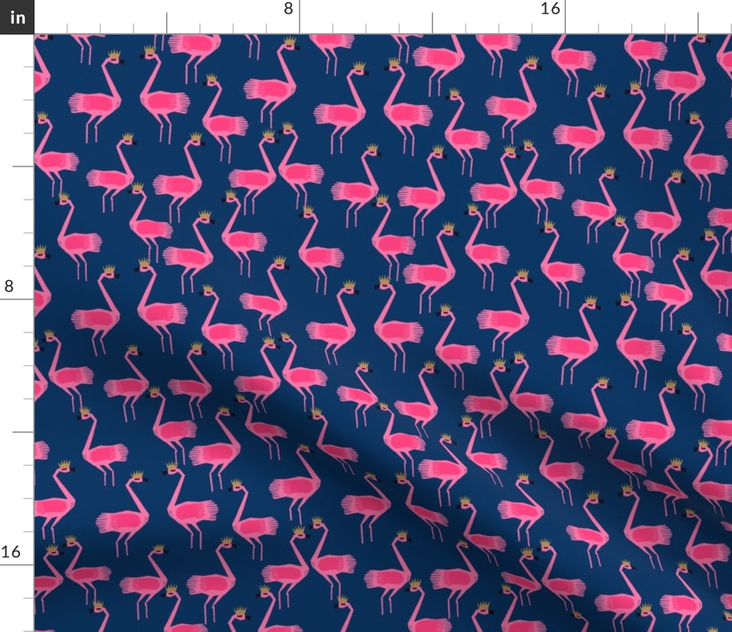 flamingo princess // navy flamingo fabric summer tropical girls design cute fabrics