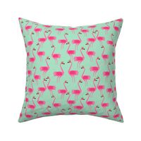 flamingo princess // mint and pink flamingo design pink bird tropical fabric summer mint and pink fabric