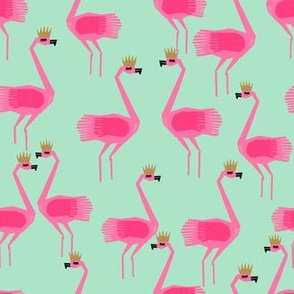 flamingo princess // mint and pink flamingo design pink bird tropical fabric summer mint and pink fabric