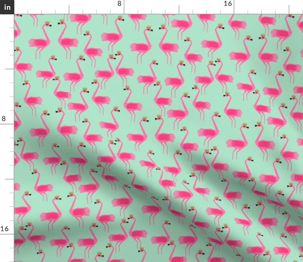 flamingo princess // mint and pink flamingo design pink bird tropical fabric summer mint and pink fabric