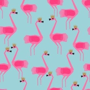 flamingo princess // light blue and pink flamingo fabric summer tropical birds fabric pink birds