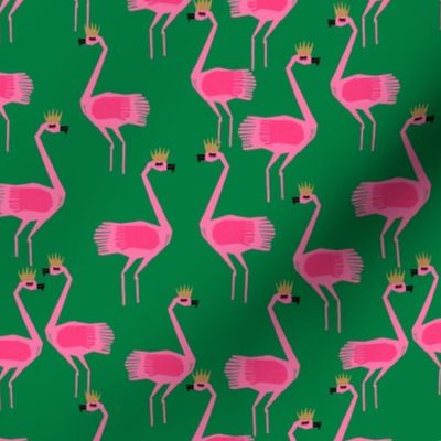 flamingo princess // green and pink summer tropical fabric girls princess flamingo design