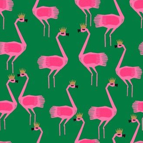 flamingo princess // green and pink summer tropical fabric girls princess flamingo design