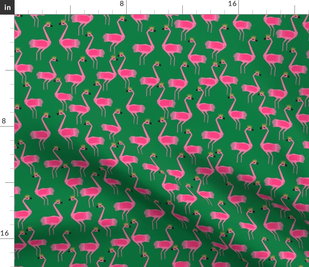 flamingo princess // green and pink summer tropical fabric girls princess flamingo design