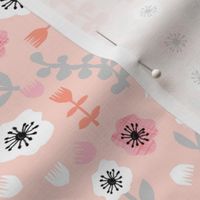 tropical flowers // summer tropical cut paper floral fabric girls summer blush coral pink 