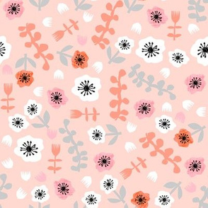 tropical flowers // summer tropical cut paper floral fabric girls summer blush coral pink 