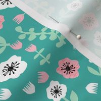 tropical floral // florals spring summer bright turquoise girls summer fabric