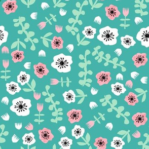 tropical floral // florals spring summer bright turquoise girls summer fabric