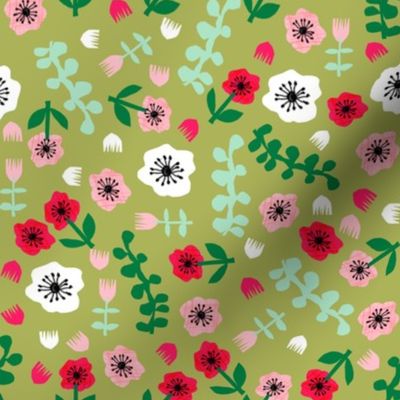tropical floral // summer tropical florals fabric tropical flowers pink lime and green collage cut paper design