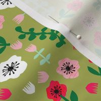 tropical floral // summer tropical florals fabric tropical flowers pink lime and green collage cut paper design