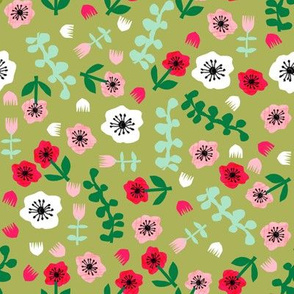 tropical floral // summer tropical florals fabric tropical flowers pink lime and green collage cut paper design