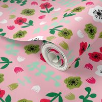 tropical floral // spring pink bright florals collage cut paper floral fabric