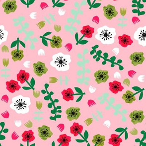 tropical floral // spring pink bright florals collage cut paper floral fabric