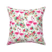 flamingo florals // tropical summer floral fabric girls bright summer florals design