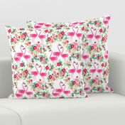 flamingo florals // tropical summer floral fabric girls bright summer florals design