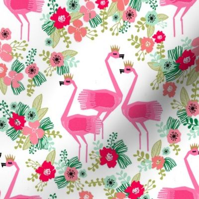 flamingo florals // tropical summer floral fabric girls bright summer florals design