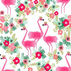 flamingo florals // tropical summer floral fabric girls bright summer florals design