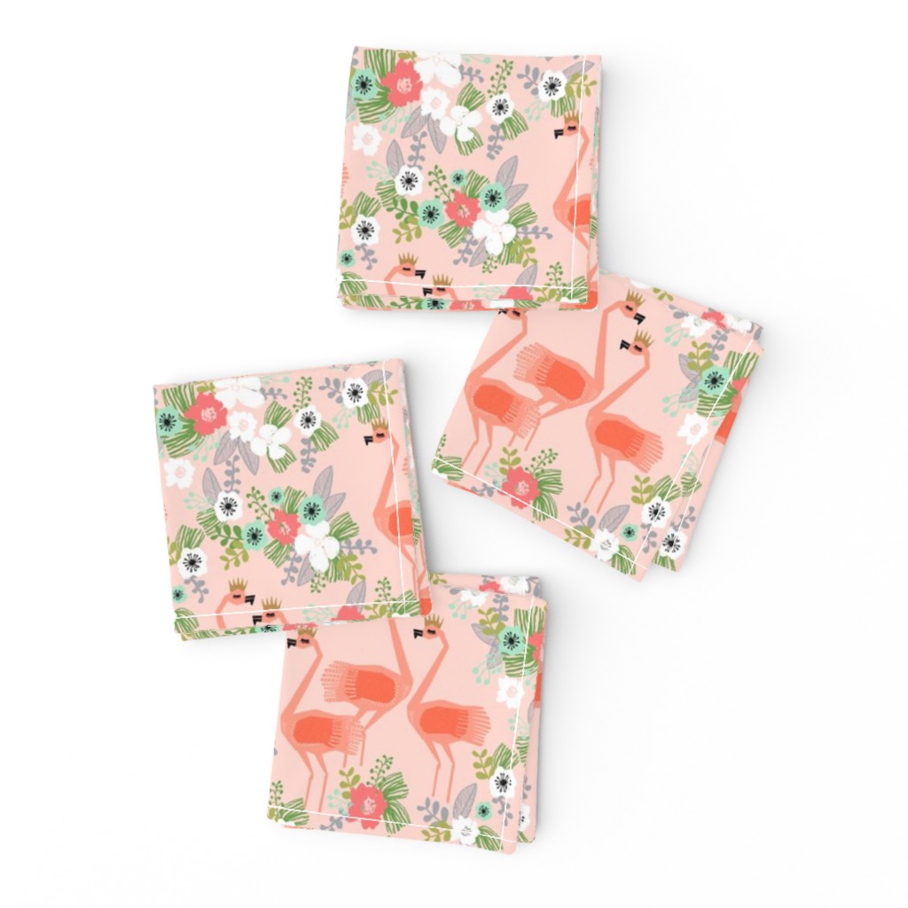 tropical flamingos // flamingo florals fabric blush mint summer tropical palms hibiscus flowers