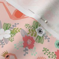 tropical flamingos // flamingo florals fabric blush mint summer tropical palms hibiscus flowers