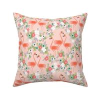 tropical flamingos // flamingo florals fabric blush mint summer tropical palms hibiscus flowers