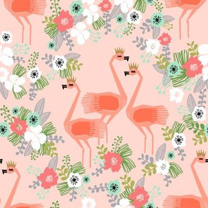 tropical flamingos // flamingo florals fabric blush mint summer tropical palms hibiscus flowers