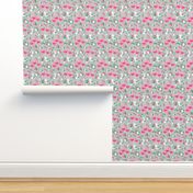 tropical flamingos // pink and grey tropical florals fabric floral summer flamingo design