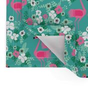 tropical flamingo //  florals summer tropical hibiscus flowers bright summer fabric