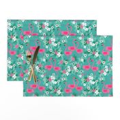 tropical flamingo //  florals summer tropical hibiscus flowers bright summer fabric