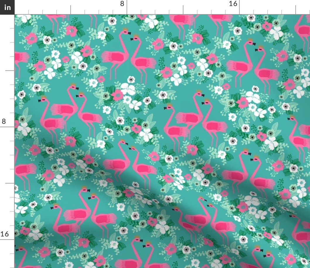 tropical flamingo //  florals summer tropical hibiscus flowers bright summer fabric