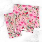 tropical flamingo // summer flamingo florals fabric pink tropical flowers design