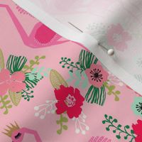 tropical flamingo // summer flamingo florals fabric pink tropical flowers design
