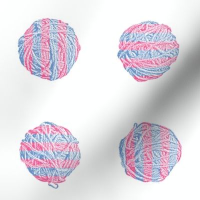 candy striper:  self-striping yarn balls in pink and blue