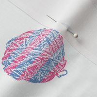 candy striper:  self-striping yarn balls in pink and blue